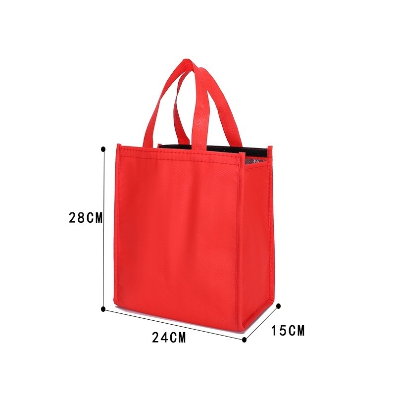 EPE lamination Aluminum Foil  PP-woven thermal cooler tote insulated lunch packaging bag customized logo with touch fastener