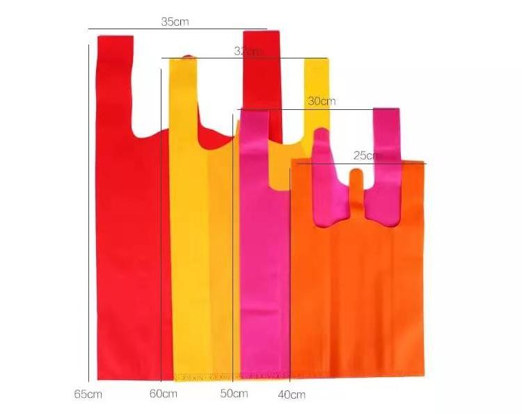 ECO Friendly D cut pp non woven T-shirt bag Easy degradation S# non-woven shopping bags gift bags