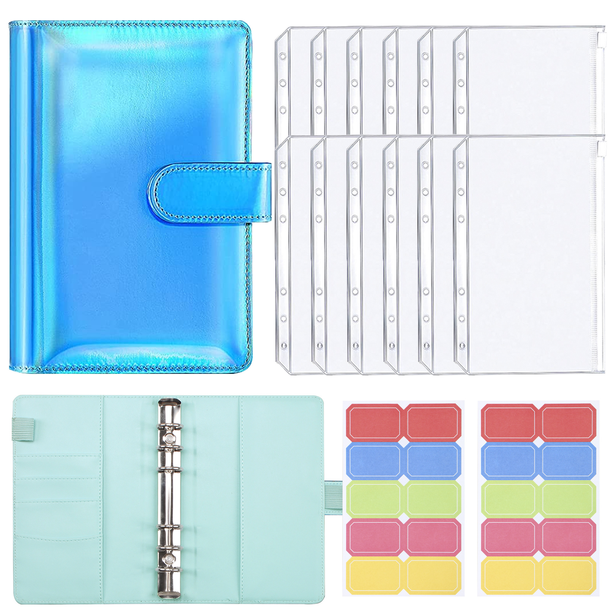 Factory best-selling custom A6 cash plan binder notebook with customized transparent zipper file bag budget book