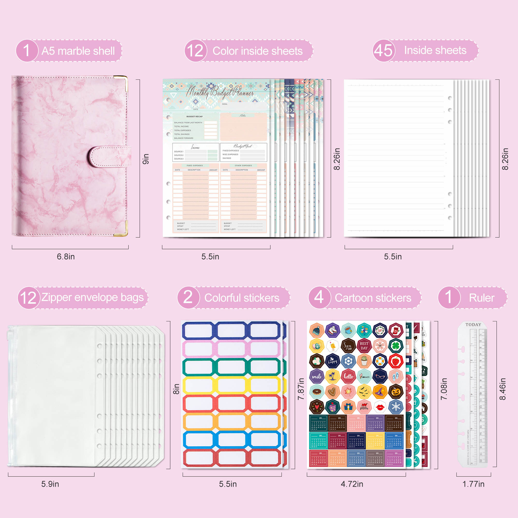 Wholesale A5 Budget Binder Set Cash Envelope Budget System Binder Planners With Expense Budget Sheets And Label Sticker