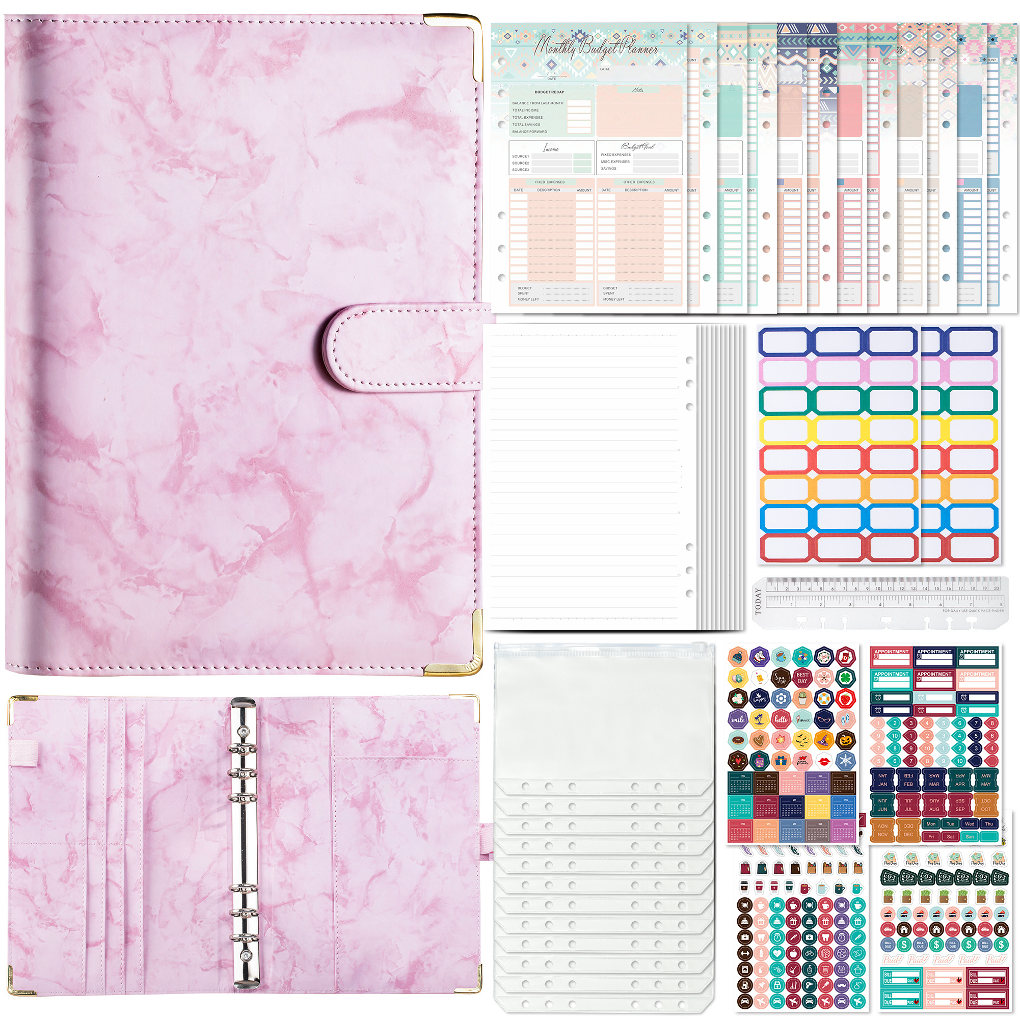 Wholesale A5 Budget Binder Set Cash Envelope Budget System Binder Planners With Expense Budget Sheets And Label Sticker