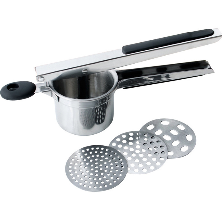 Kitchen Accessories  Stainless Steel New Potato Masher Ricer Potato Mashers Ricers With Silicone Handle