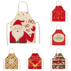 Merry Christmas Cheap Bulk Christmas Kitchen Printed Gift Children's Kids Family Matching Aprons