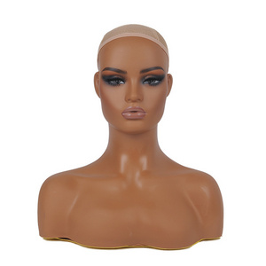 Factory Price PVC Mannequin Head ForJewelry Wig Display Makeup Face Realistic Female Mannequin Head With Shoulders