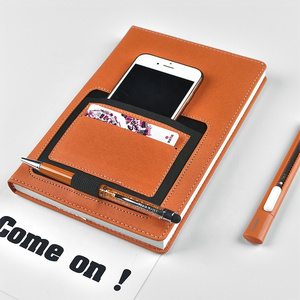 Custom a5 pu leather notebook with phone pocket