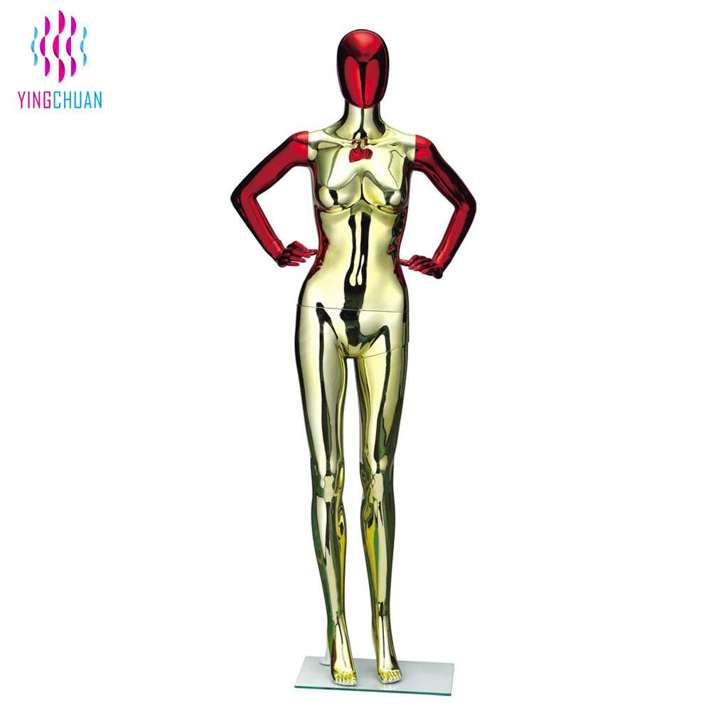 Cheap Plastic Display Mannequin Female/Male Mannequin Dress Full Body Plated Chrome Mannequin