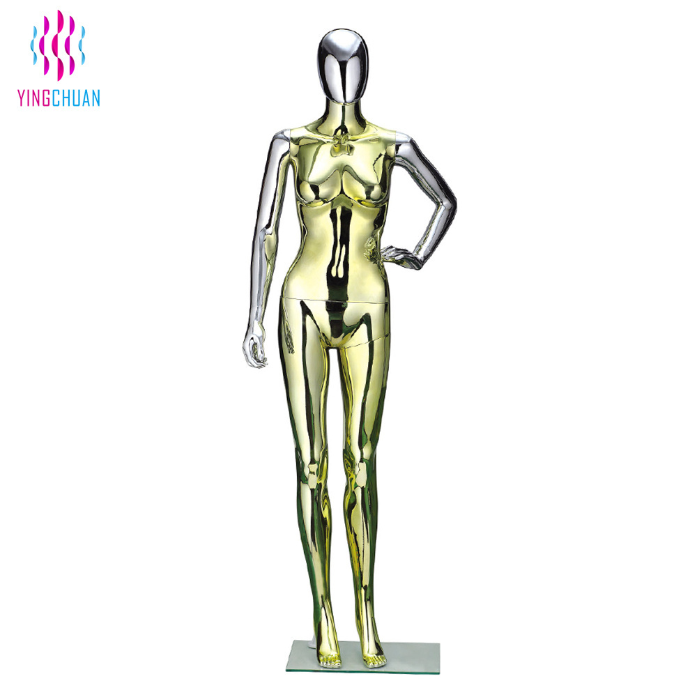 Cheap Plastic Display Mannequin Female/Male Mannequin Dress Full Body Plated Chrome Mannequin