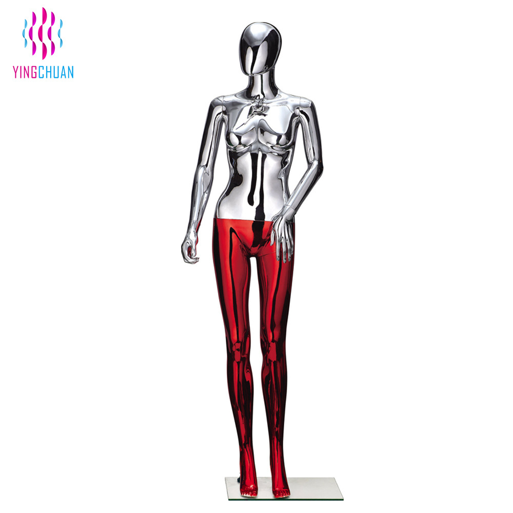 Cheap Plastic Display Mannequin Female/Male Mannequin Dress Full Body Plated Chrome Mannequin