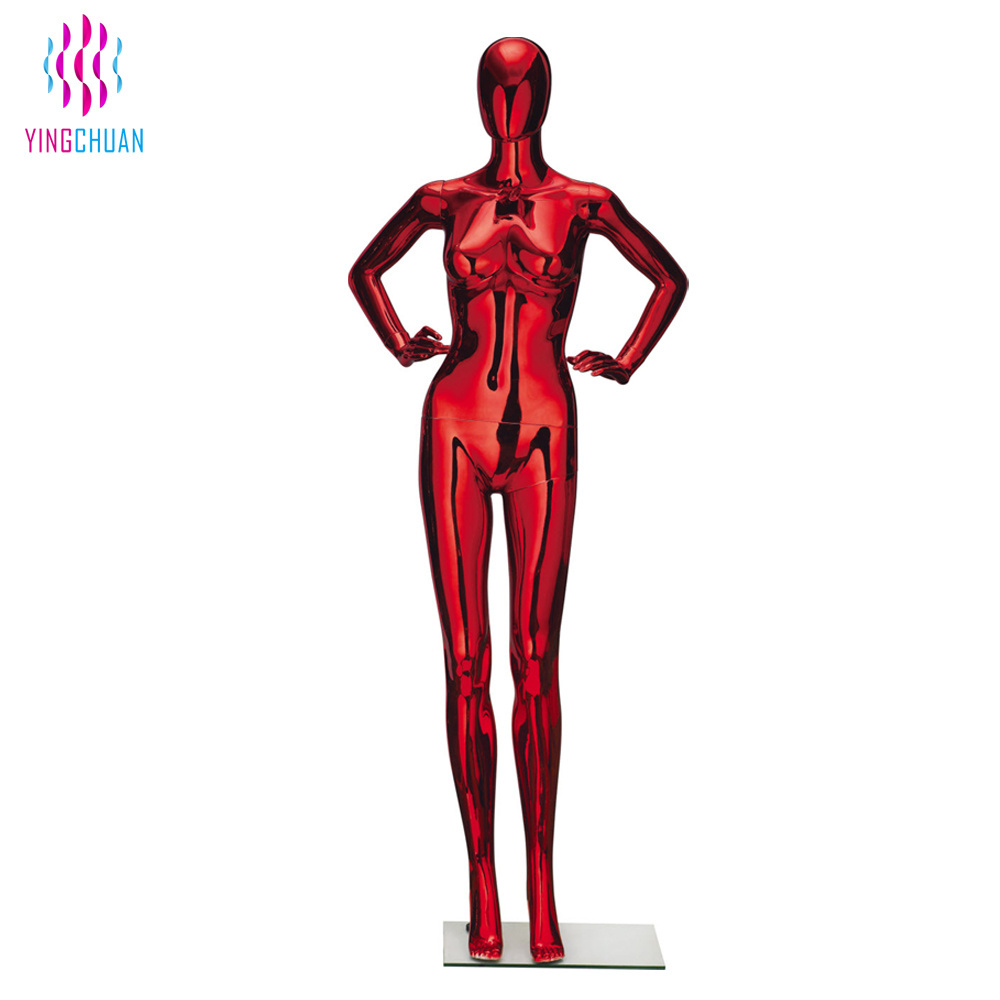 Cheap Plastic Display Mannequin Female/Male Mannequin Dress Full Body Plated Chrome Mannequin