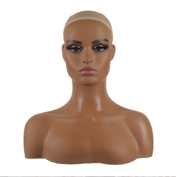 Wholesale PVC Female Wig Display Shoulders Hair Makeup Cheap Wigs Human African American Mannequin Head