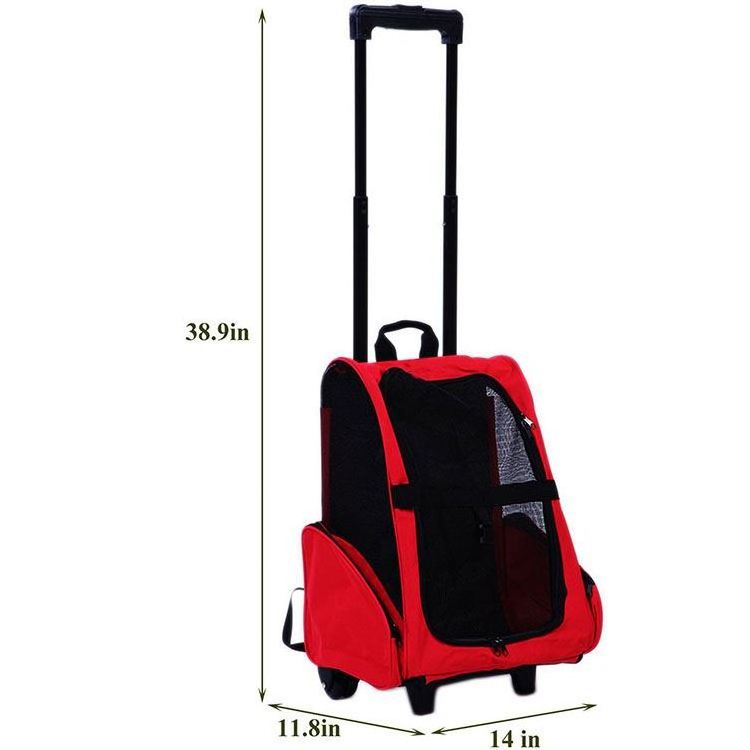 Free sample Pet Rolling Carrier Backpack Dog Wheel Around Cat Luggage Bag Pet Travel Carrier roller