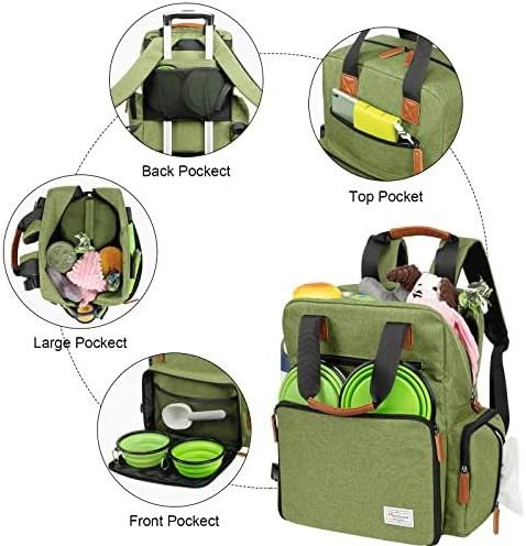 Dog Travel Bag 6 Sets Airline Approved Dog Travel Backpack for Supplies Pet Bags Travel Dog Camping Gear Diaper Bag with 2 Bowls