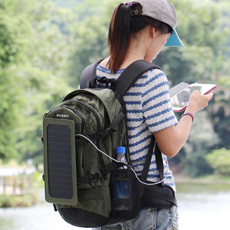 Free sample  Hiking Daypack Backpack with Solar Charger and LED Camping Light for Hiking