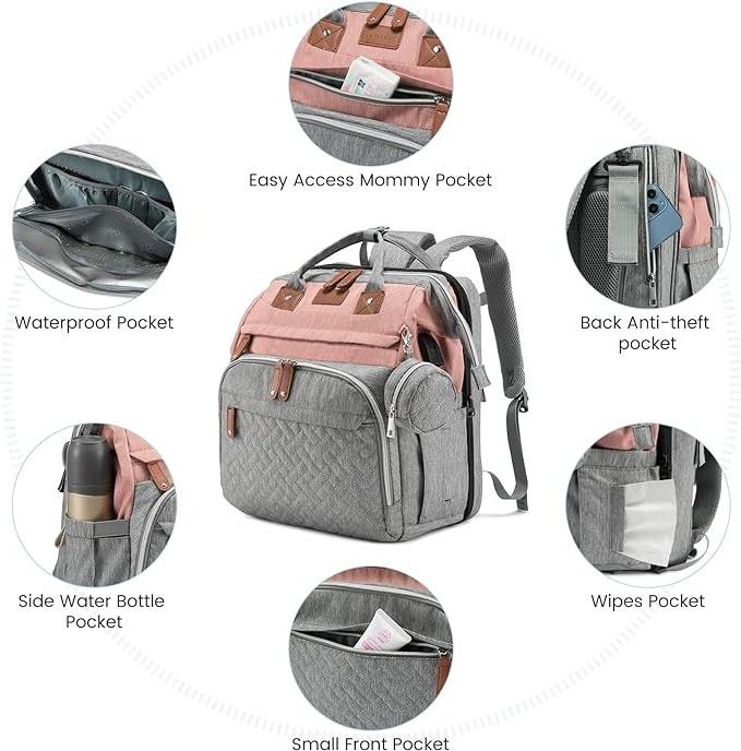 Free sample Innovative Diaper Bag with Changing Station, Large Baby Bag, Diaper Bag Backpack with Insulated Pocket