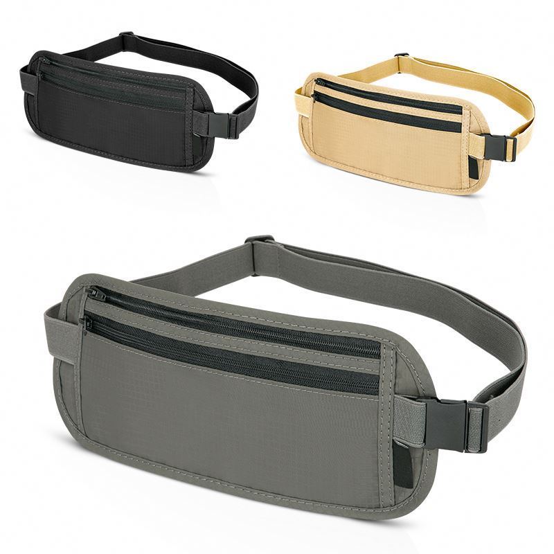 Free Sample Custom RFID Blocking Security Travel Conference Wallet Money Belt Bag Passport Phone Holder Waist Bag