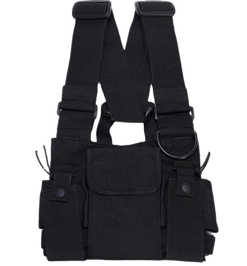 Free Sample Tactical Vest Chest Rig Bag Black 600D Polyester Adjustable Customized Radio Chest Harness Front Pack