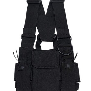 Free Sample Tactical Vest Chest Rig Bag Black 600D Polyester Adjustable Customized Radio Chest Harness Front Pack