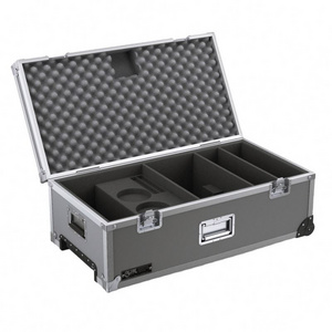 Free Sample Custom Size Silver Fireproof Long Large Aluminum Secure Lock Case Briefcase Portable Tool Box with Foam Padding