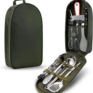 Free sample Camping Kitchen Equipment Camping Cooking Utensils Set Portable Picnic Cookware Bag Campfire Barbecue Appliances