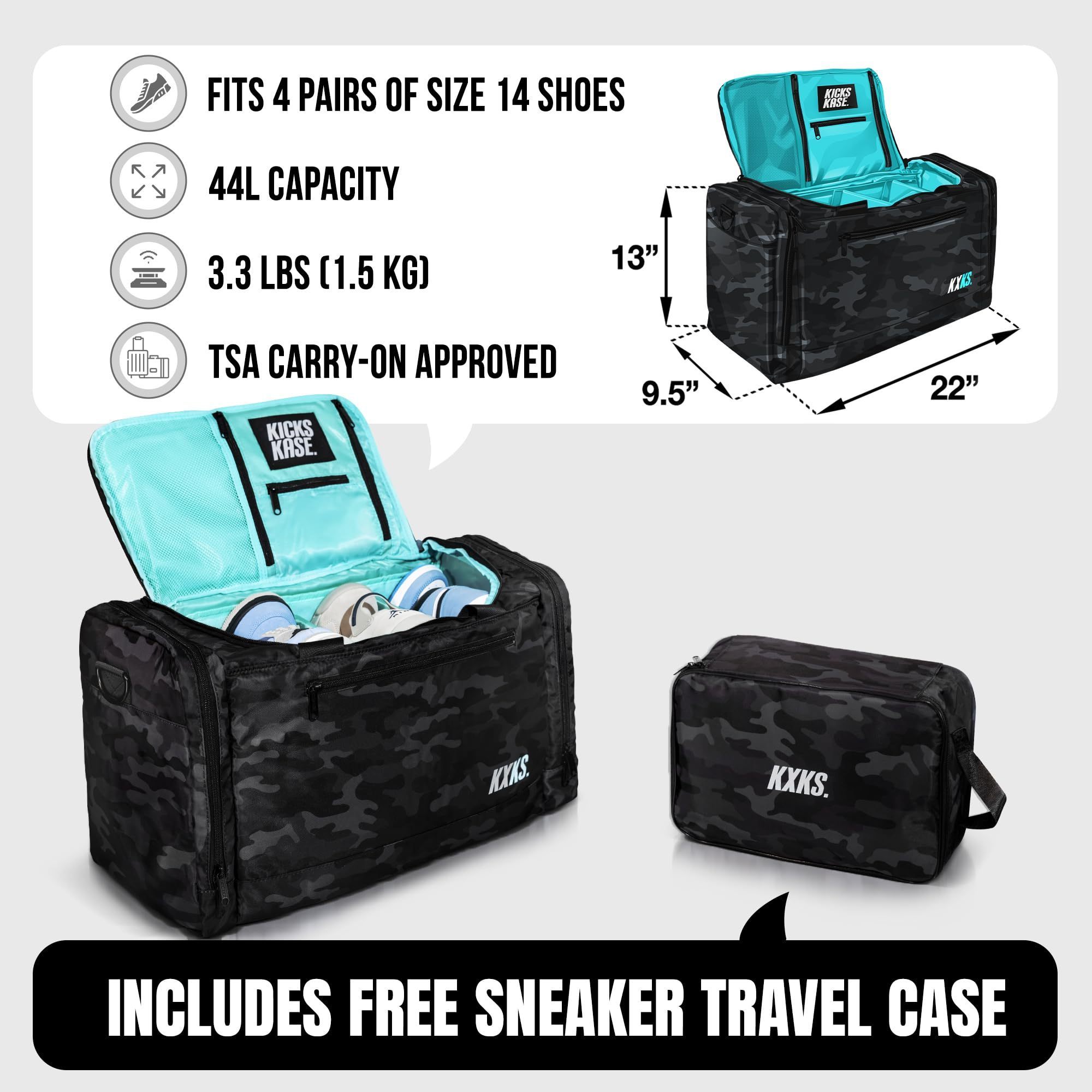 Free sample Sneaker Bag, Duffel Bag, Gym Training Travel Basketball Football Bag with 3 adjustable compartment dividers