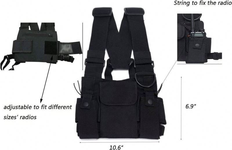 Free Sample Tactical Vest Chest Rig Bag Black 600D Polyester Adjustable Customized Radio Chest Harness Front Pack