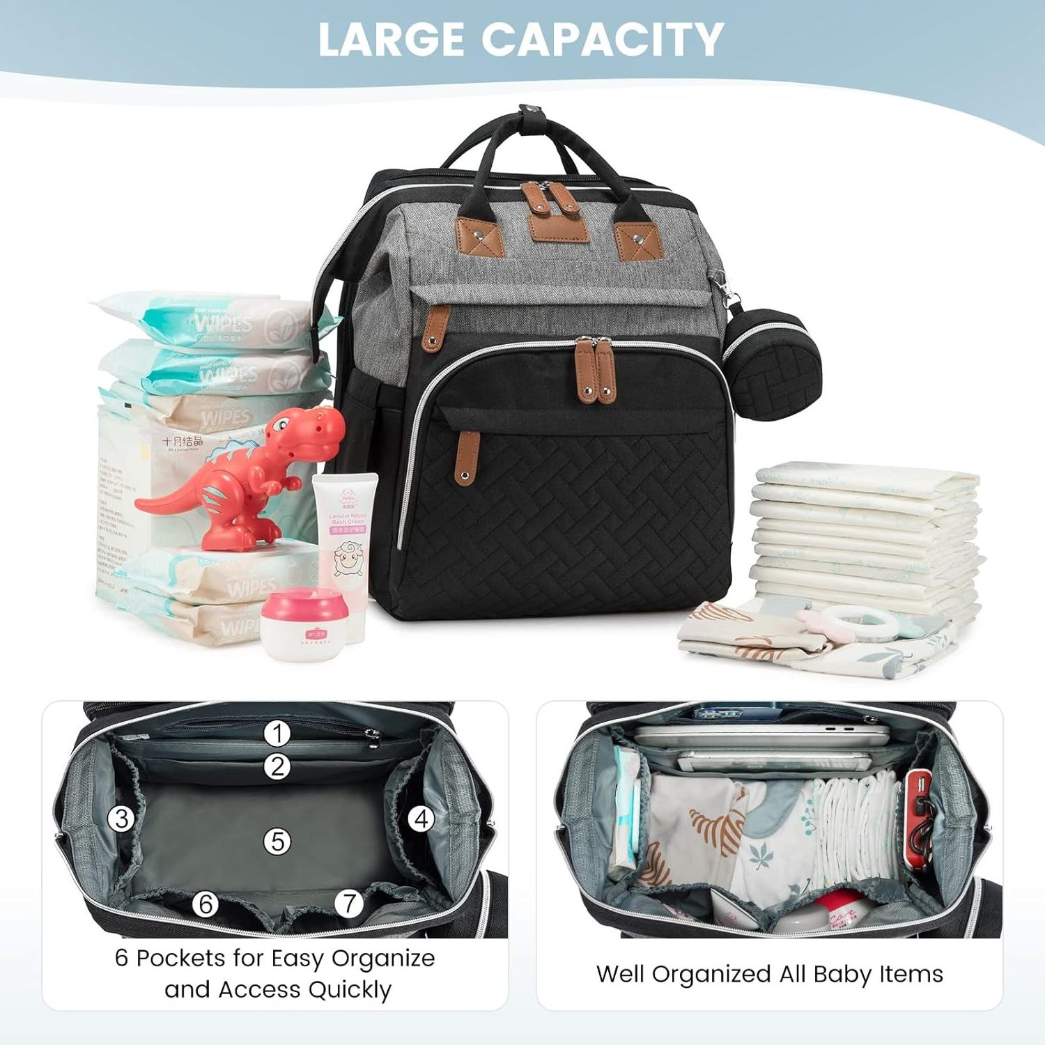 Free sample Innovative Diaper Bag with Changing Station, Large Baby Bag, Diaper Bag Backpack with Insulated Pocket