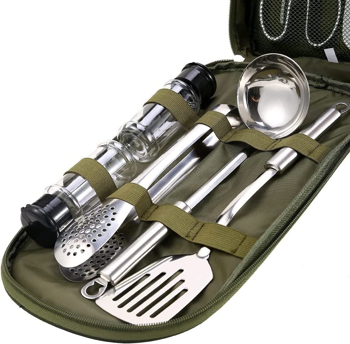 Free sample Camping Kitchen Equipment Camping Cooking Utensils Set Portable Picnic Cookware Bag Campfire Barbecue Appliances