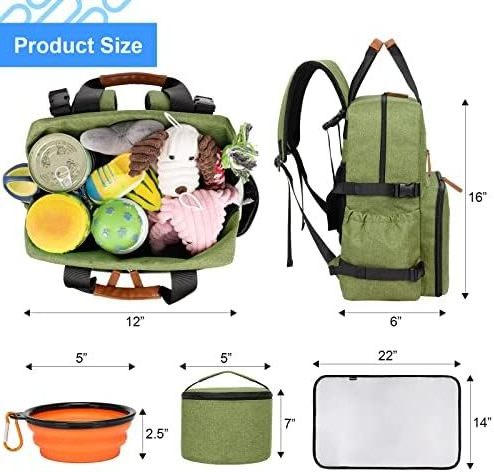 Dog Travel Bag 6 Sets Airline Approved Dog Travel Backpack for Supplies Pet Bags Travel Dog Camping Gear Diaper Bag with 2 Bowls