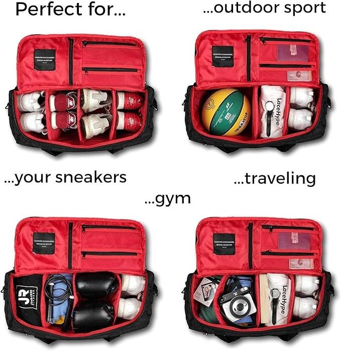 Free sample Sports sneaker Duffle Bag, Travel Gym Bag with Shoes Compartment and Wet Pocket Foldable Lightweight for Travel