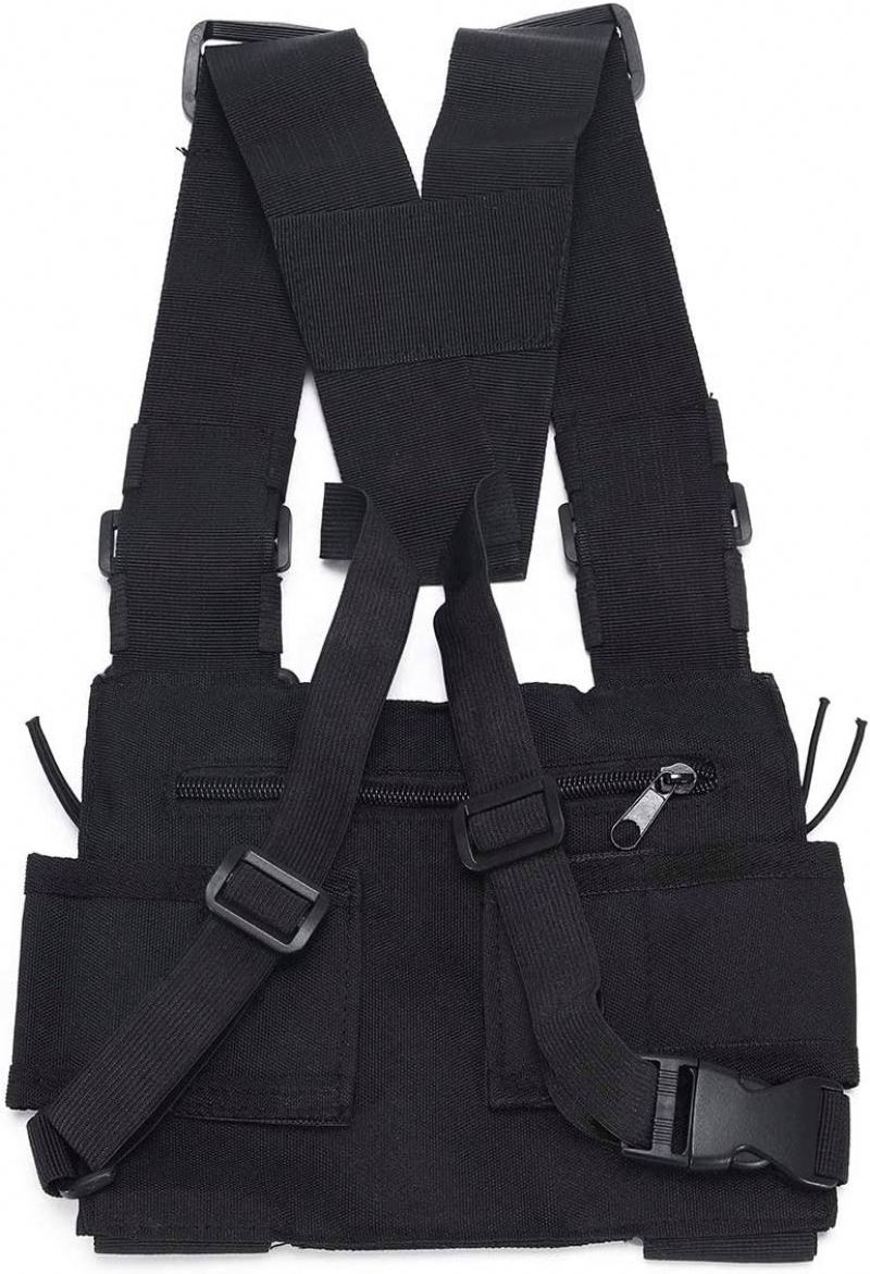 Free Sample Tactical Vest Chest Rig Bag Black 600D Polyester Adjustable Customized Radio Chest Harness Front Pack