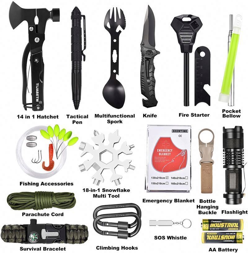 Free Sample OEM ODM Professional Outdoor Survival Car Emergency Camping SOS Tool Set Kit With Fire Starter,Compass And Survival