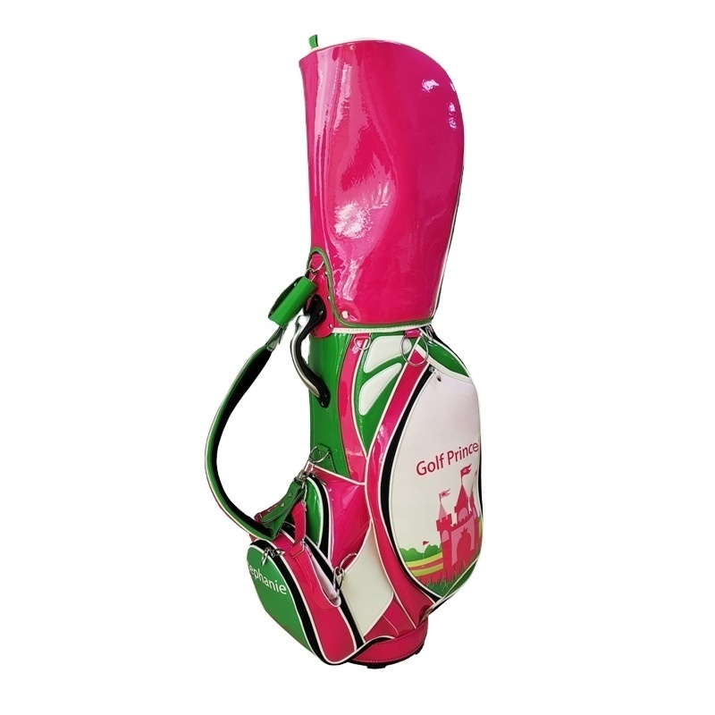 Free sample 10 Inched Pink and Green White Golf Tour Bag with 6 Dividers and Printing Pattern