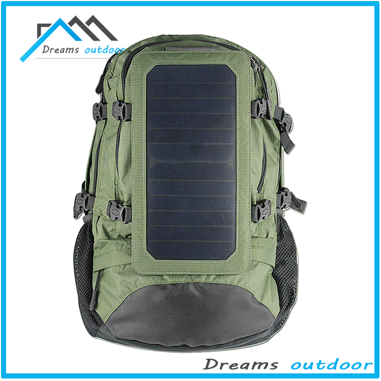 Free sample  Hiking Daypack Backpack with Solar Charger and LED Camping Light for Hiking