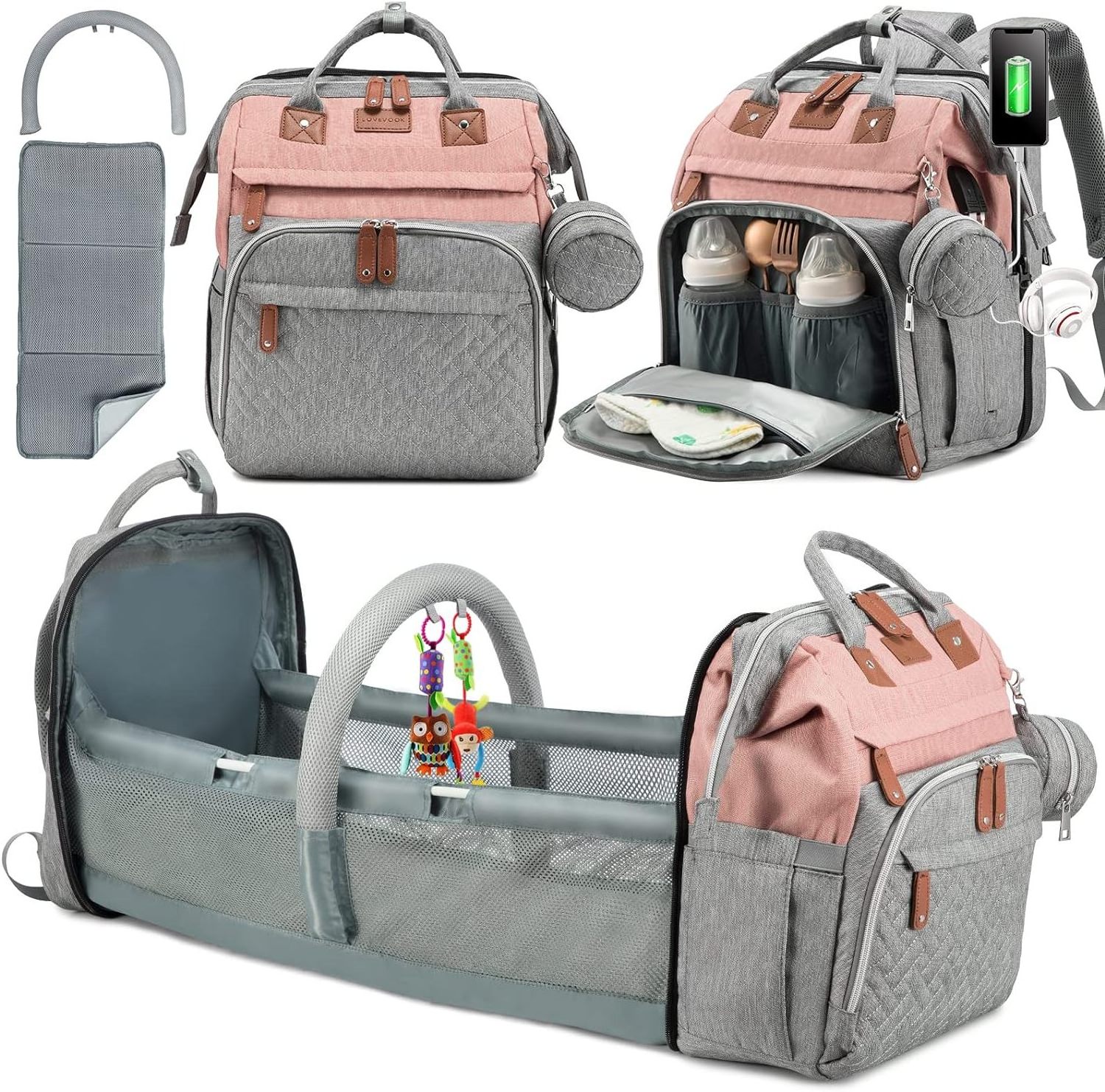 Free sample Innovative Diaper Bag with Changing Station, Large Baby Bag, Diaper Bag Backpack with Insulated Pocket