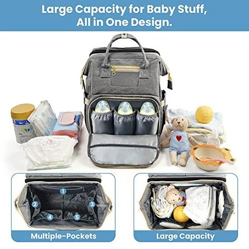 Diaper Bag Backpack Baby Multifunctional TravelWaterproof Backpack for Baby with Portable Diaper Pad,Black