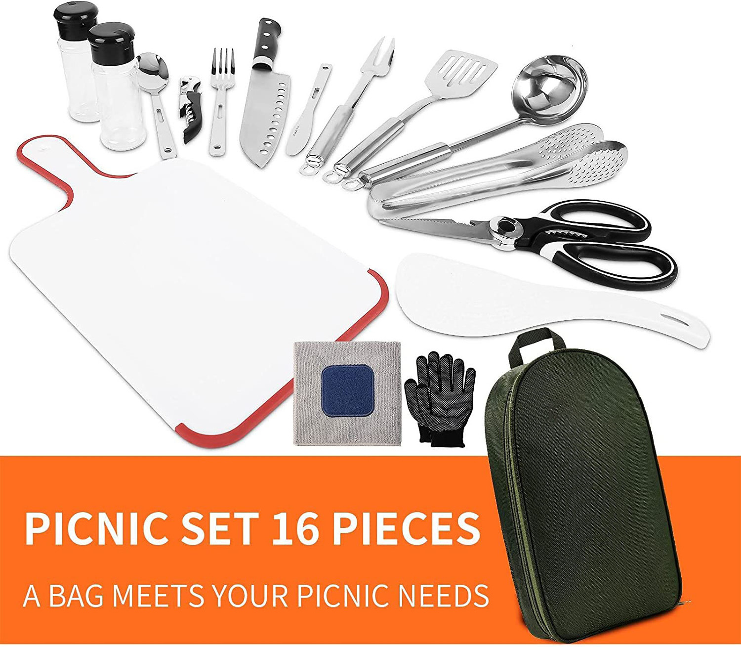 Free sample Camping Kitchen Equipment Camping Cooking Utensils Set Portable Picnic Cookware Bag Campfire Barbecue Appliances