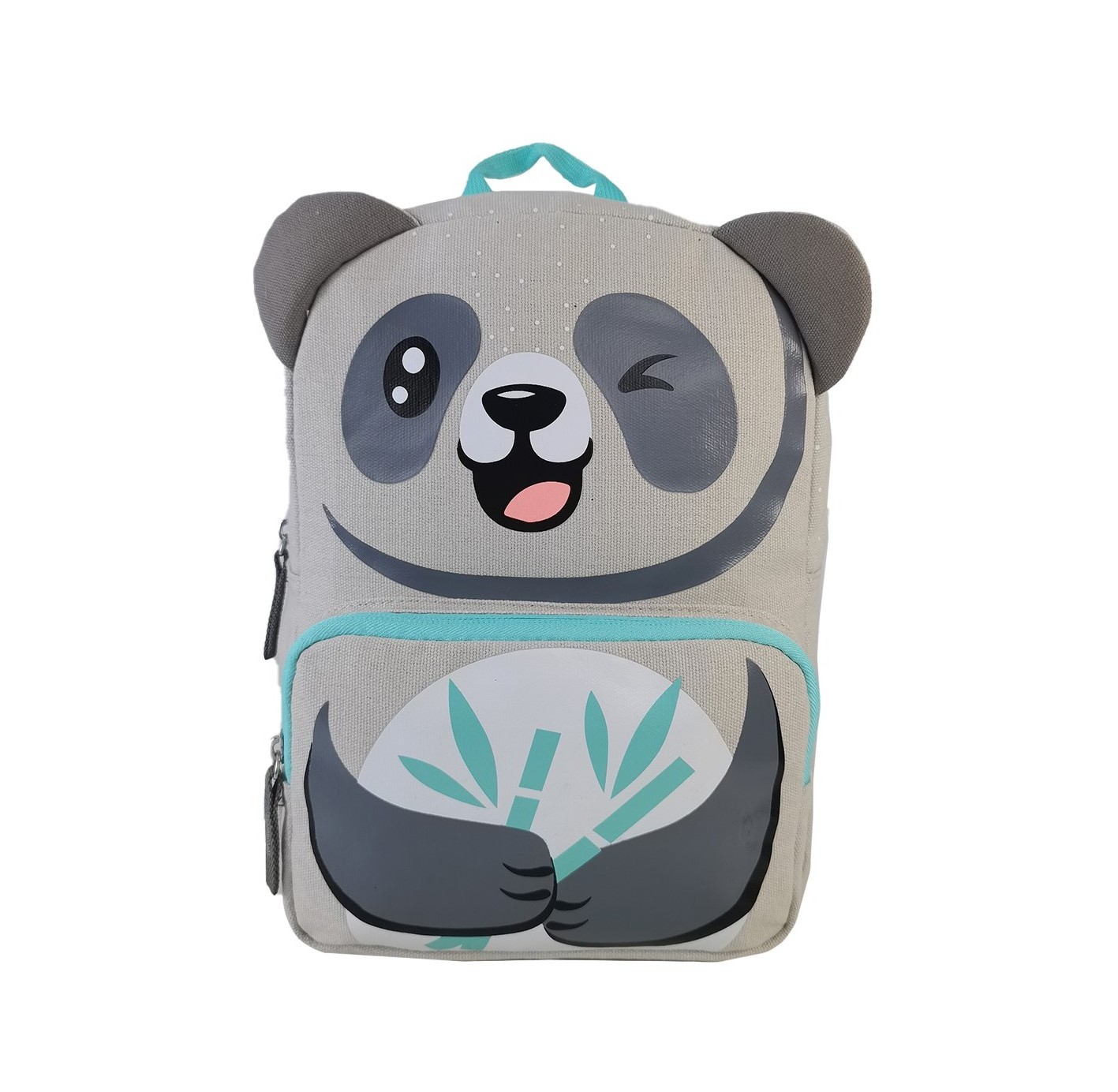 Haslor 2024 Soft kids canvas panda backpack cute child baby animal backpack 3d cartoon kids zoo animal shoulders backpack bag