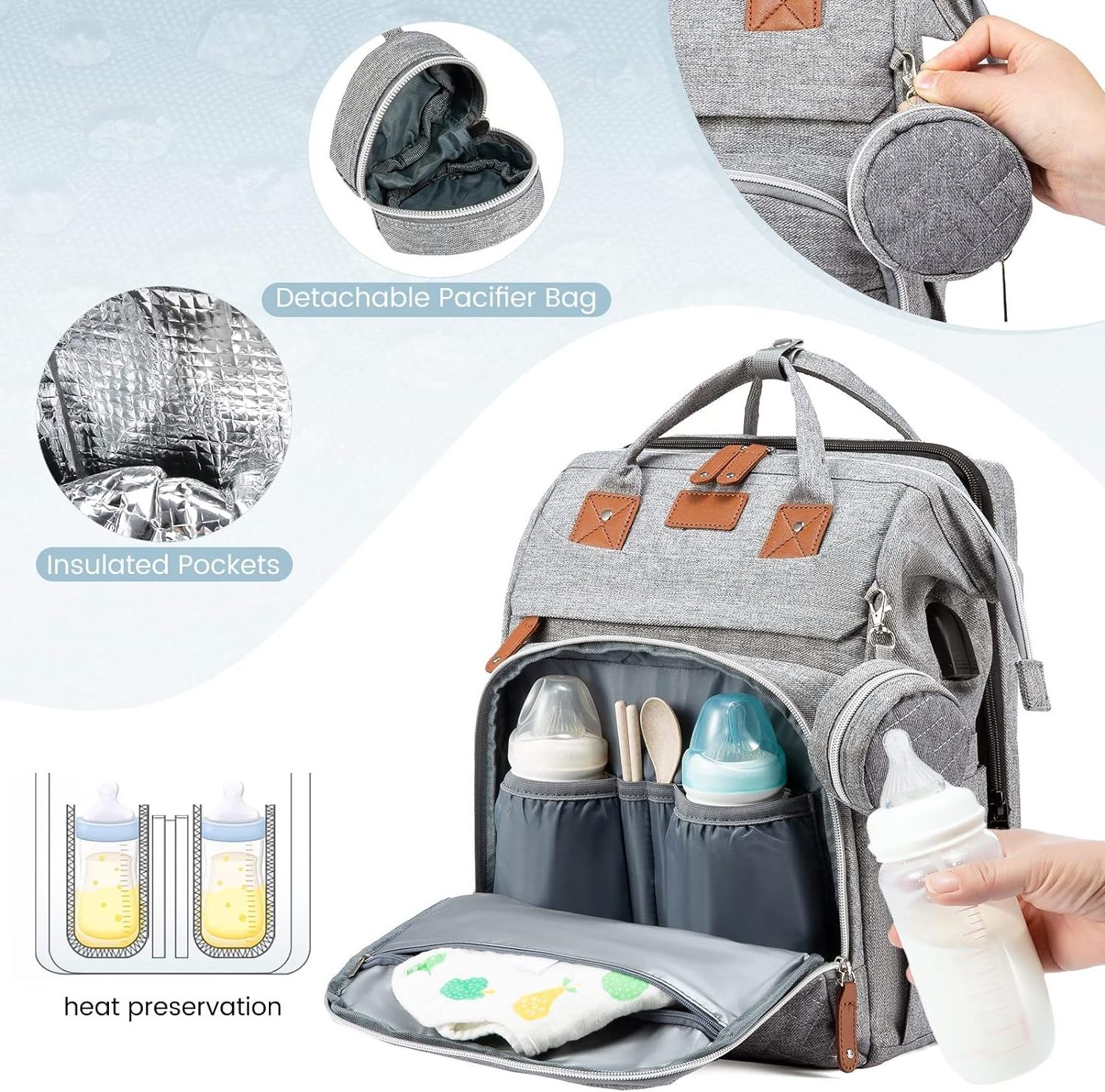 Free sample Innovative Diaper Bag with Changing Station, Large Baby Bag, Diaper Bag Backpack with Insulated Pocket