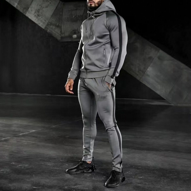 Wholesale Slim Fit Cotton Sportswear Plain Suit Fitted Men Fleece Jogging Tracksuit For Mens Plain Tracksuits For Printing