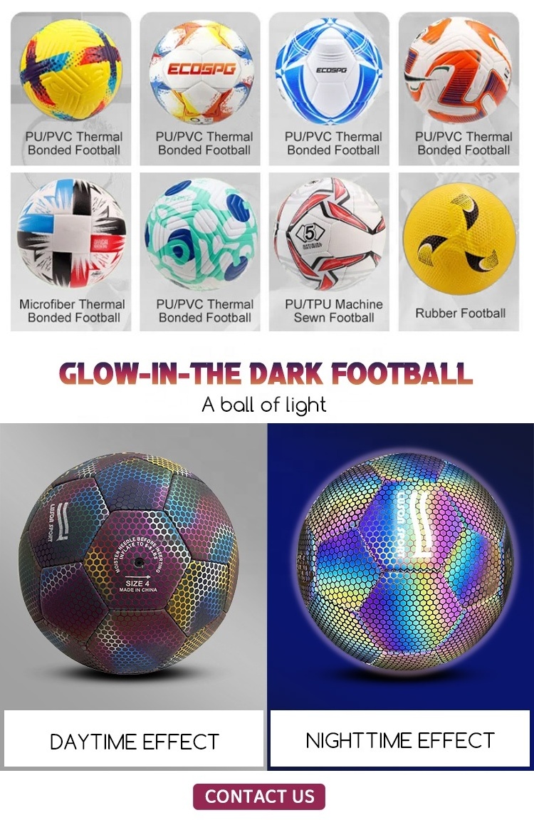 Luson Factory Directly Provide Durable Wear-Resistant Glow In The Dark Holographic Reflective Football Soccer Ball