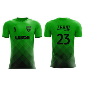 Best Sale Custom Sublimated Logo Green Color Club Soccer Football Jerseys Adult Soccer Uniforms Kits Neon Green Soccer Jersey