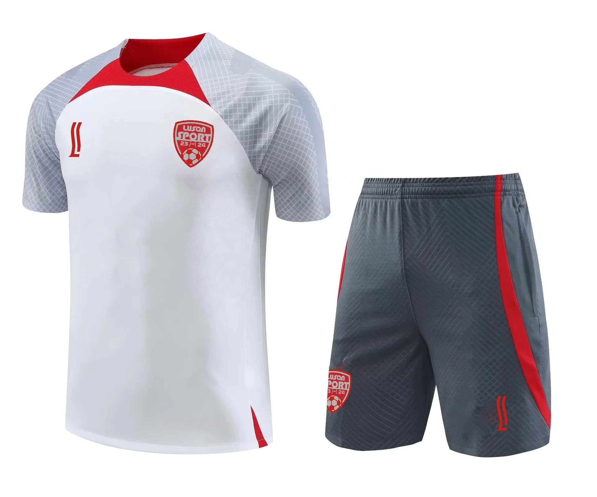 Luson white and red soccer casual shirts high quality wholesale player custom soccer jersey football uniforms