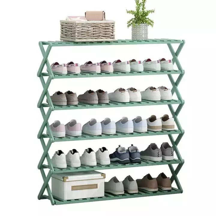 Cheap Living Room Furniture Save Space Wooden Shoe Storage Foldable Shoe Rack