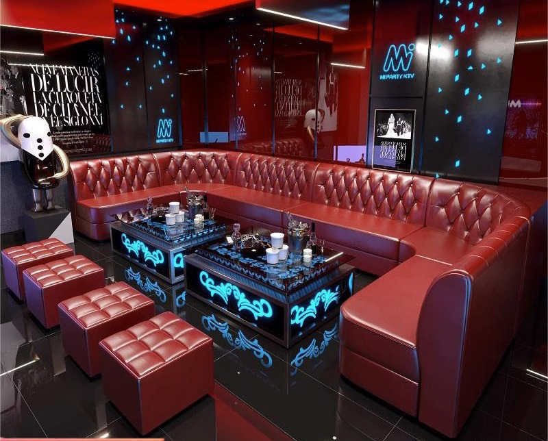 Youtai Factory Night Club Furniture L-shaped leather KTV sofa shop Karaoke table and chair sofa