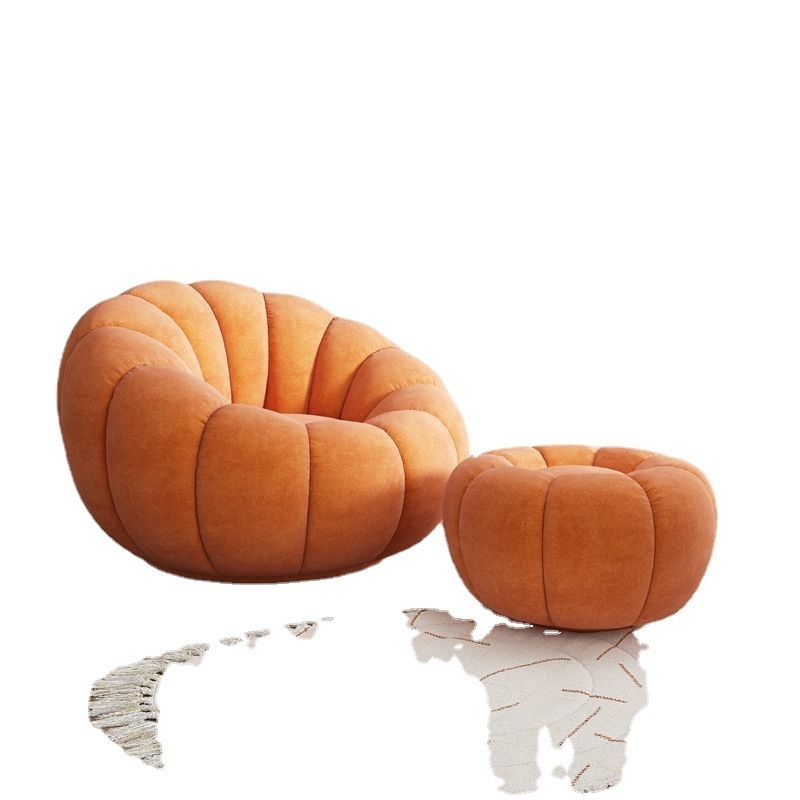 Hot selling small casual lamb velvet sofa out of rental balcony pumpkin living room sofa