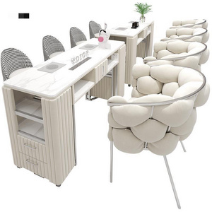 Nordic Modern Rock Plate Nail Table Single double Nail shop table and Chair set