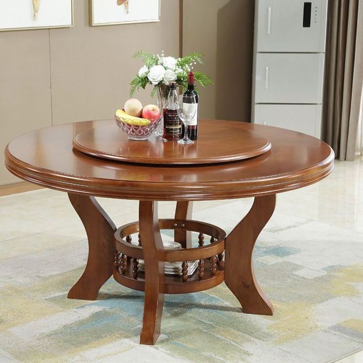 8 Seat Rotating Modern Round Wooden Dining Table And Chair Set 8 Seater