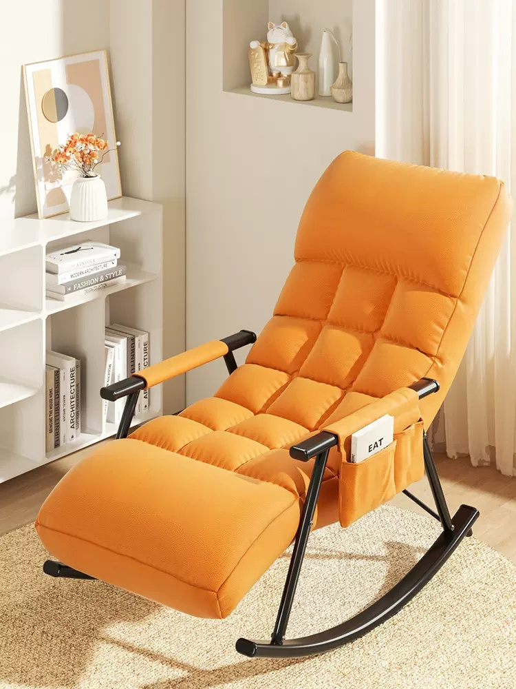 Free Footstool Lounge Living Room Fabrics Upholstered Recliner Rocking Chair with pocket