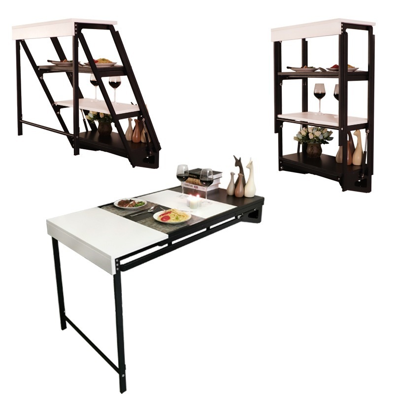 New modern multifunctional wall - mounted bookshelf expansion deformation folding shelving dining table