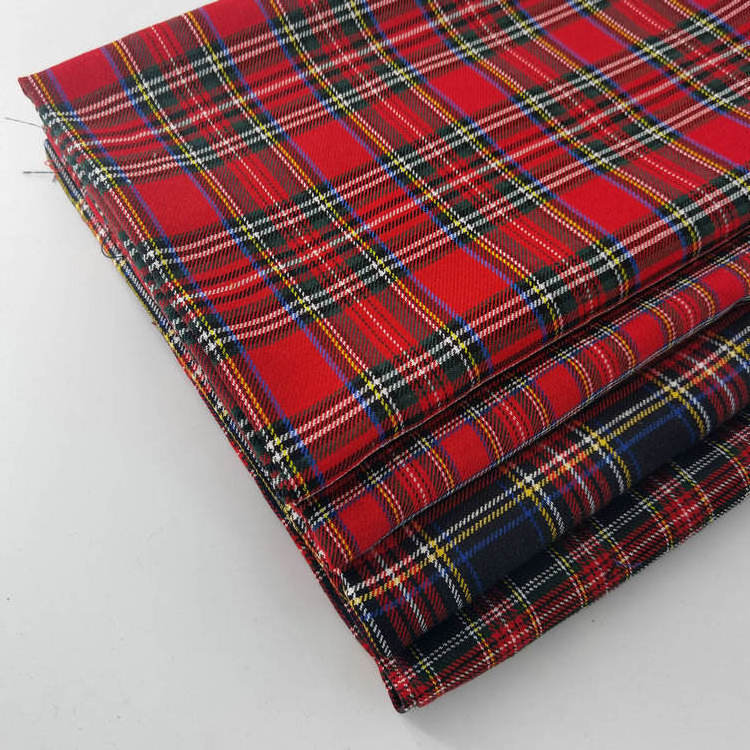 Wholesale Super Soft Woven Yarn Dyed 100% Polyester scottish tartan School Uniforms square Plaid Checked Lining Fabrics